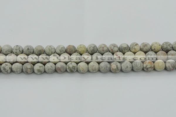 CLD203 15.5 inches 10mm round matte Chinese leopard skin jasper beads
