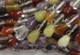 CMQ22 15.5 inches 6*10mm teardrop multicolor quartz beads