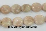 CMS22 15.5 inches 12mm flat round moonstone gemstone beads wholesale