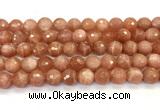CMS2260 15 inches 10mm faceted round orange moonstone beads