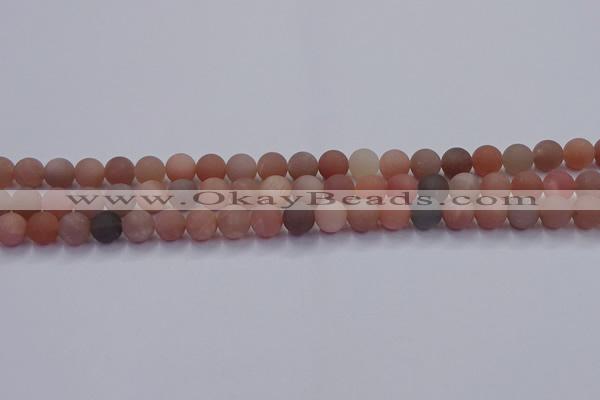 CMS612 15.5 inches 8mm round matte moonstone beads wholesale