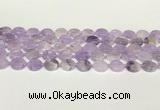 CNA1124 15.5 inches 12mm flat round natural lavender amethyst beads