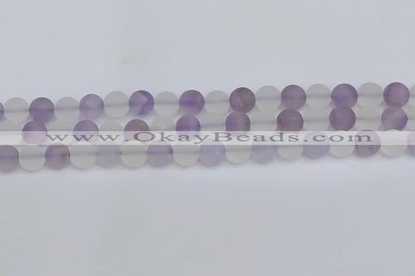 CNA738 15.5 inches 10mm round matte amethyst & white crystal beads