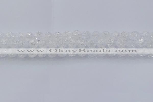 CNC552 15.5 inches 8mm round natural crackle white crystal beads