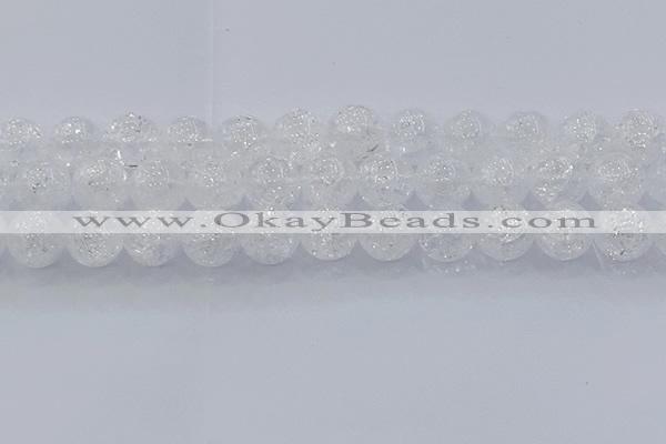 CNC556 15.5 inches 16mm round natural crackle white crystal beads