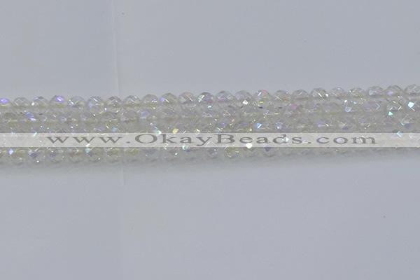 CNC608 15.5 inches 6mm faceted round plated natural white crystal beads