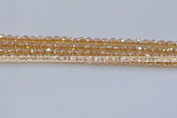 CNC651 15.5 inches 6mm faceted round plated natural white crystal beads