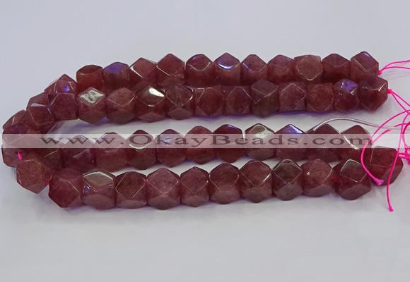 CNG5848 15.5 inches 14*15mm faceted nuggets strawberry quartz beads