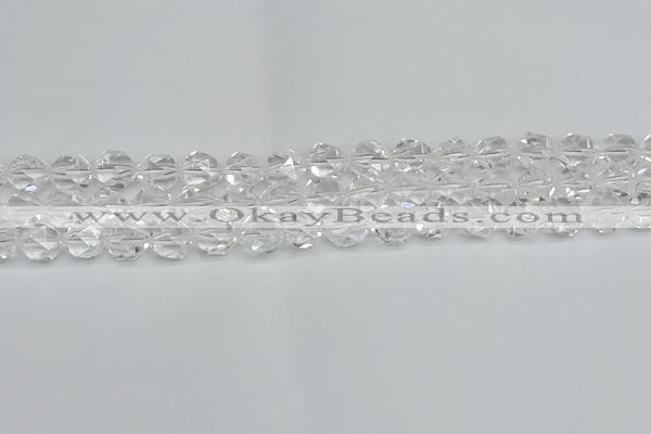 CNG7211 15.5 inches 8mm faceted nuggets white crystal beads