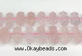 CNG8910 10*25mm - 15*30mm faceted nuggets rose quartz beads