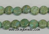 CNS280 15.5 inches 10mm flat round natural serpentine jasper beads
