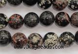 COB153 15.5 inches 12mm round snowflake obsidian beads
