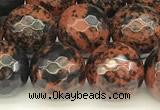 COB777 15 inches 10mm faceted round mahogany obsidian beads