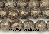 COB780 15 inches 6mm faceted round Chinese snowflake obsidian beads