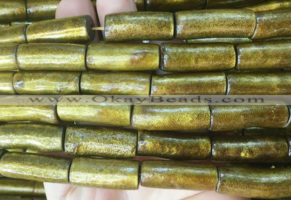 COBS14 15 inches 10*25mm tube golden coral beads wholesale