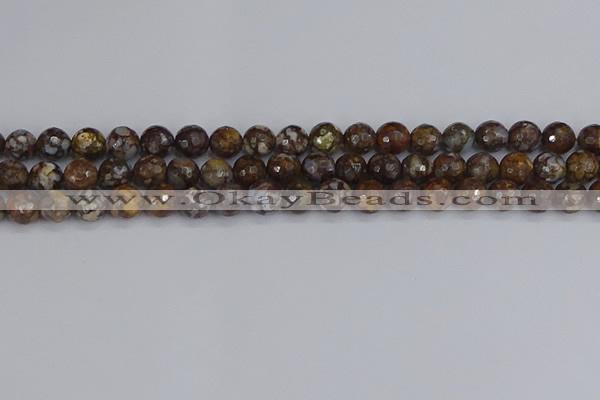 COP1388 15.5 inches 8mm faceted round fire lace opal beads