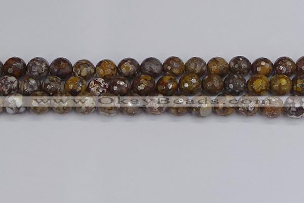 COP1390 15.5 inches 12mm faceted round fire lace opal beads