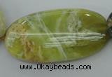 COP599 15.5 inches 25*50mm oval natural yellow & green opal beads