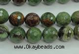 COP662 15.5 inches 8mm faceted round green opal gemstone beads