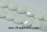 CPB310 15 inches 12*12mm faceted heart white porcelain beads