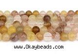 CPQ363 15.5 inches 10mm round pink & yellow quartz gemstone beads