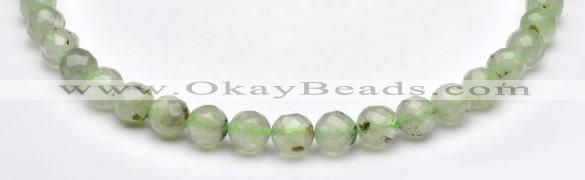 CPR06 A- grade 10mm faceted round natural prehnite stone beads
