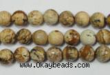 CPT502 15.5 inches 8mm faceted round picture jasper beads wholesale