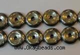 CPY336 15.5 inches 12mm donut pyrite gemstone beads wholesale