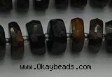 CRB1441 15.5 inches 6*10mm faceted rondelle blue tiger eye beads