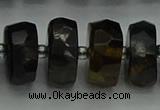 CRB1444 15.5 inches 8*16mm faceted rondelle blue tiger eye beads