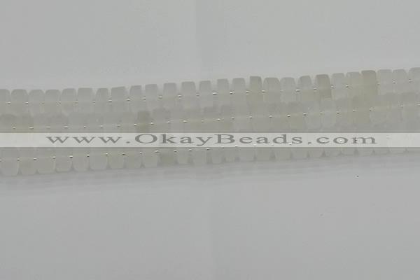 CRB500 15.5 inches 6*10mm tyre matte white crystal beads wholesale