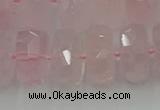 CRB560 15.5 inches 8*16mm faceted rondelle rose quartz beads