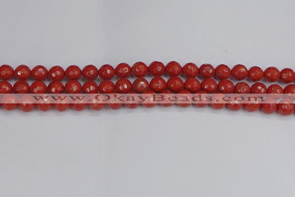 CRE340 15.5 inches 8mm faceted round red jasper beads