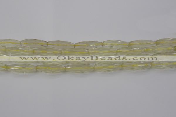CRI03 15.5 inches 10*30mm faceted rice lemon quartz beads wholesale