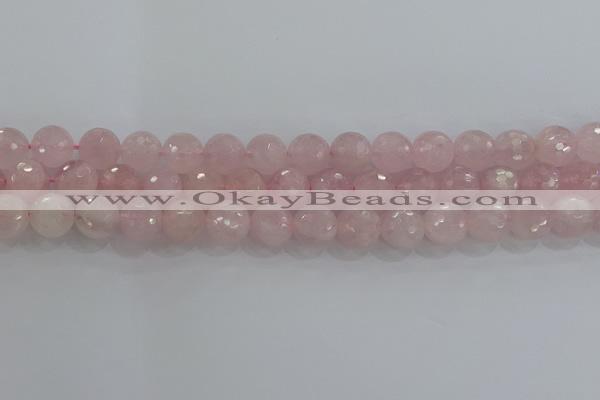 CRQ131 15.5 inches 10mm faceted round natural rose quartz beads
