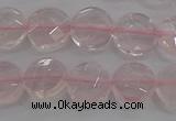 CRQ137 15.5 inches 10mm faceted coin natural rose quartz beads