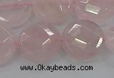 CRQ140 15.5 inches 18mm faceted coin natural rose quartz beads