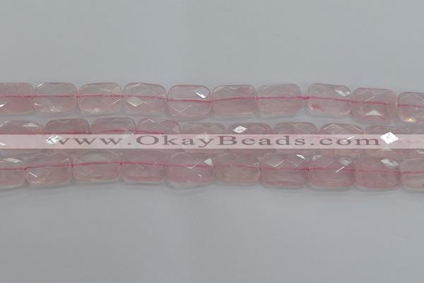 CRQ166 15.5 inches 13*18mm faceted rectangle natural rose quartz beads