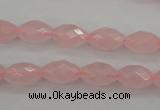 CRQ351 15.5 inches 8*12mm faceted rice rose quartz beads