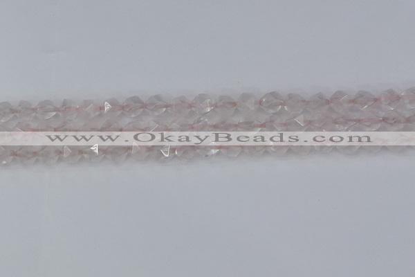 CRQ401 15.5 inches 6mm faceted nuggets rose quartz beads