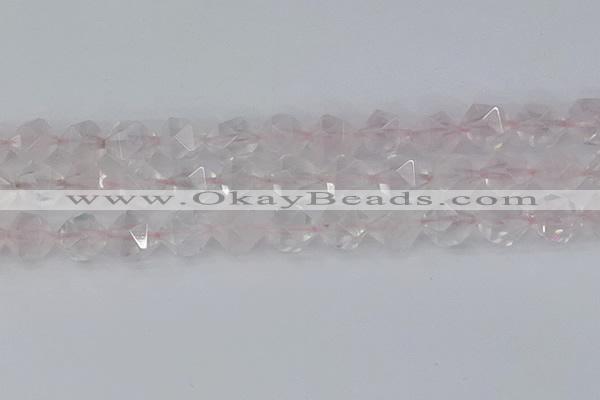 CRQ404 15.5 inches 12mm faceted nuggets rose quartz beads