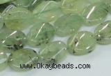CRU122 15.5 inches 10*14mm twisted oval green rutilated quartz beads