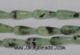 CRU172 15.5 inches 6*16mm faceted teardrop green rutilated quartz beads