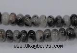CRU63 15.5 inches 5*8mm rondelle black rutilated quartz beads