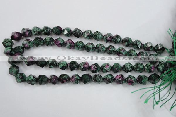 CRZ903 15.5 inches 10mm faceted nuggets Chinese ruby zoisite beads