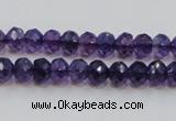 CSA20 15.5 inches 6*8mm faceted rondelle synthetic amethyst beads