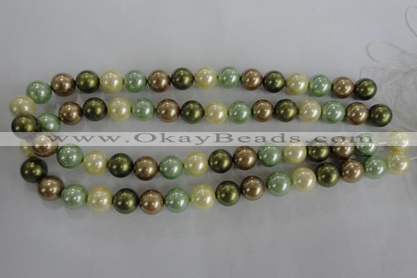 CSB1107 15.5 inches 12mm round mixed color shell pearl beads