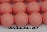 CSB1854 15.5 inches 12mm faceetd round matte shell pearl beads