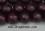 CSB1883 15.5 inches 10mm faceted round matte shell pearl beads