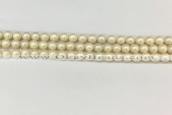 CSB2210 15.5 inches 4mm round wrinkled shell pearl beads wholesale
